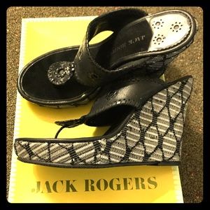 Jack Rogers black wedges size 8 EUC